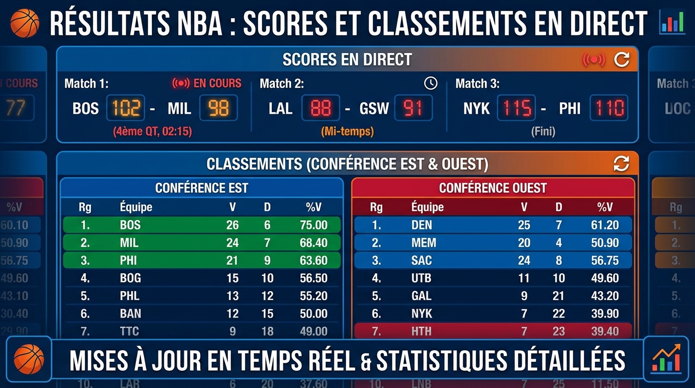 Résultats NBA : suivez les scores et classements en direct 1 Analyse des classements NBA